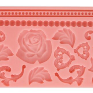 Silicone Fondant Mold in Pink Rose Design