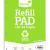 Silvine A4 Recycled Refill Pad, 160 Lined Pages with Margin