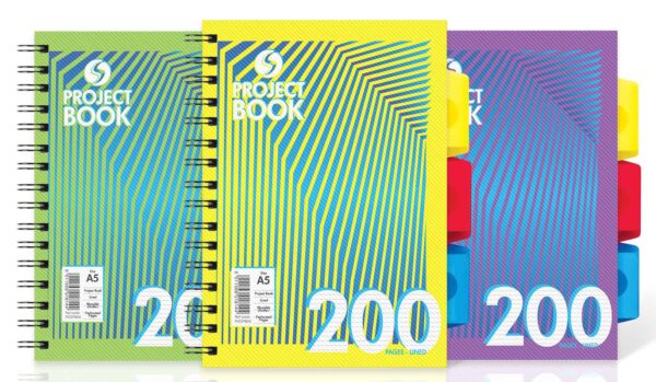 Silvine A5 Notebook with 3 Section Dividers - Various Colors
