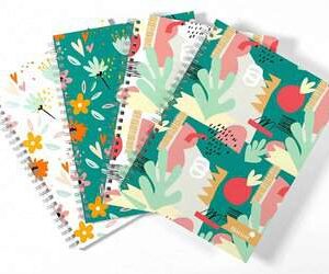 Silvine A5 Notebook with Twin Wire Binding, Hearts & Flowers Design, Various Colors