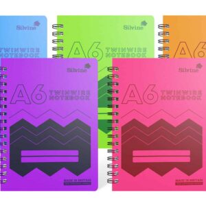 Silvine A6 Assorted Twin Wire Plastic Notebook