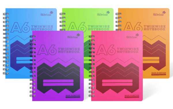 Silvine A6 Assorted Twin Wire Plastic Notebook