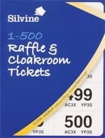 Silvine Tickets for Cloakroom & Raffle, Numbers 1-500