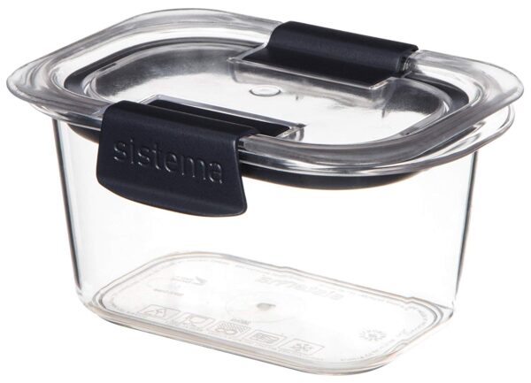 Sistema Clear Food Storage Container with Grey Clips and Seal, 380 ml