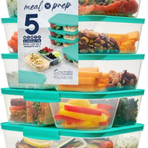 Sistema Nest It Meal Prep Containers with 3 Compartments, 1900ml, Pack of 5