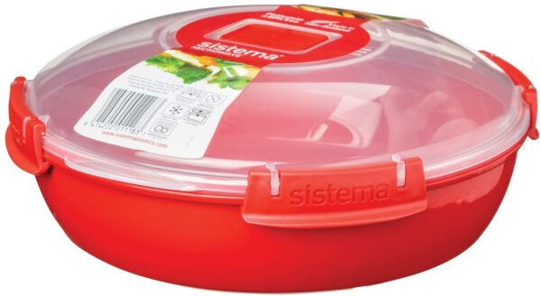 Sistema Round Microwave Dish, Red, 1.3 Liter