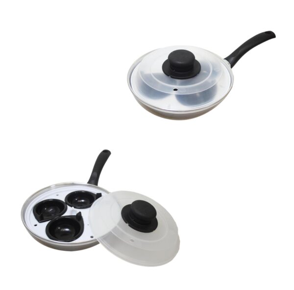 **Size:** The pan has a diameter of 20cm, making it suitable for poaching up to three eggs simultaneously