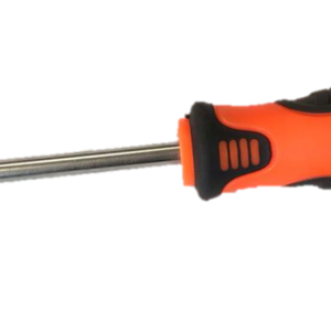 **Slotted Flathead**: This indicates that the screwdriver has a flat blade designed to fit into the straight, linear slot of flathead screws