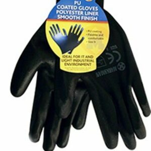 Smooth Finish Large Gloves with PU Coating and Polyester Liner