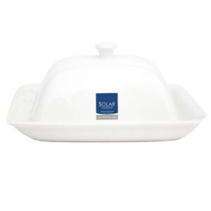 Solar White Butter Dish with Porcelain Lid