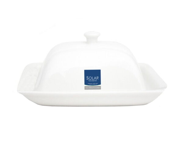 Solar White Butter Dish with Porcelain Lid