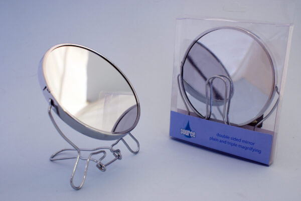 SOURCE Dual-Sided Metal Shaving Mirror, 11cm