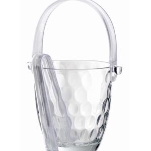 SOZALI Glass Ice Bucket with Plastic Tongs and Handle