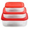 SOZALI Set of 3 Easy-Close Plastic Containers (1L, 2L, 3L) - Assorted Colors