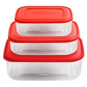 SOZALI Set of 3 Easy-Close Plastic Containers (1L, 2L, 3L) - Assorted Colors