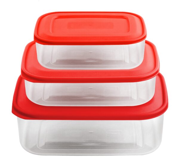 SOZALI Set of 3 Easy-Close Plastic Containers (1L, 2L, 3L) - Assorted Colors