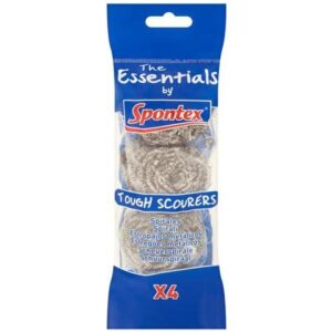 SPONTEX ESSENTIAL HEAVY-DUTY SCOURERS, PACK OF 4