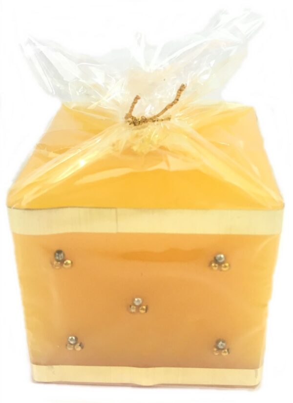 Square Yellow Beaded Candle