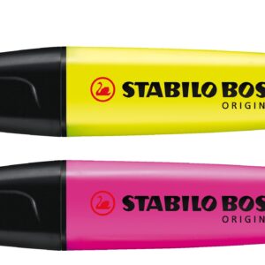 STABILO BOSS ORIGINAL HIGHLIGHTER PACK - YELLOW AND PINK, 2 COUNT