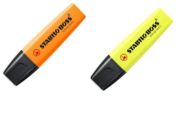 STABILO BOSS ORIGINAL Highlighters - Yellow and Orange, Pack of 2