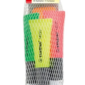 Stabilo Neon Highlighter Set of 4 Assorted Colors with Hang Pack