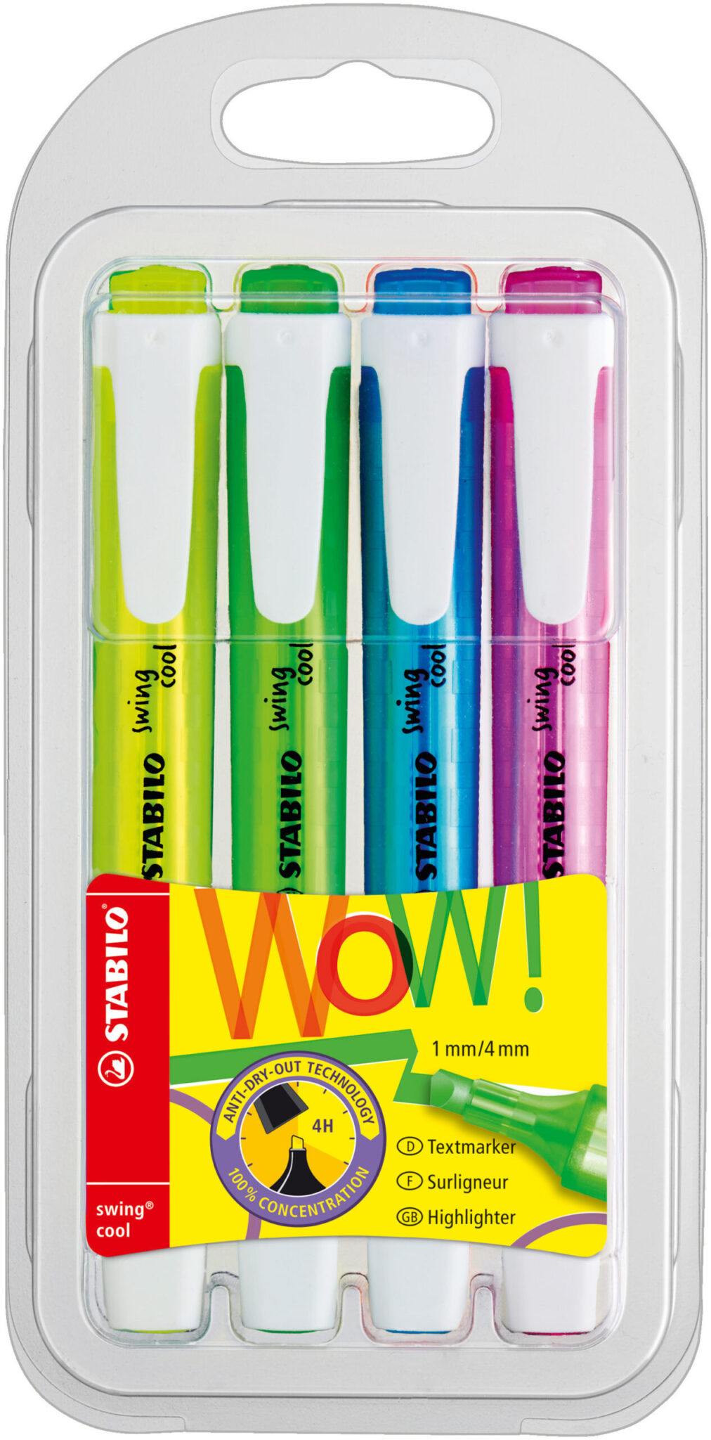 STABILO SWING COOL SET OF FOUR HIGHLIGHTER COLORS (24, 31, 33, 56)