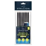 STALLION HB PENCIL AND ERASER KIT (8 PENCILS + 1 ERASER)