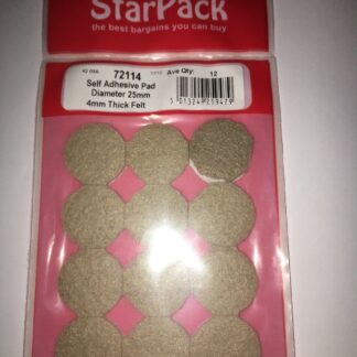 Star Pack 12 Self-Adhesive Pads, 25mm Diameter, 4mm Thick Felt
