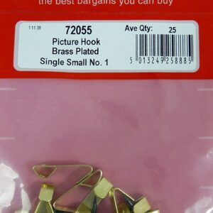 STAR PACK 18 SINGLE SMALL NO.1 BRASS-PLATED PICTURE HOOK