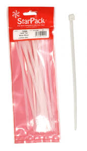 Star Pack 20 White Cable Ties - 200mm x 4.8mm