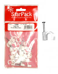 STAR PACK 23 Round White Cable Clip, 10mm