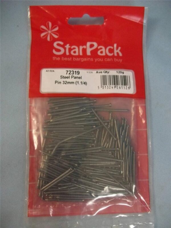 STAR PACK 32MM STEEL PANEL PINS, 95G