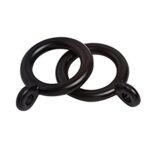 Star Pack 4 Black Plastic Curtain Rings with Fixed Eye, 35mm ID