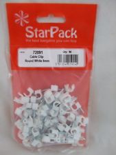 STAR PACK 50 White Round Cable Clips 6mm