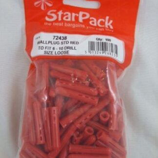 Star Pack 55 Red Standard Wall Plugs for Drill Sizes 6-10, Loose