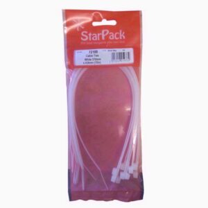 STAR PACK Set of 10 White Cable Ties, 370mm x 4.8mm