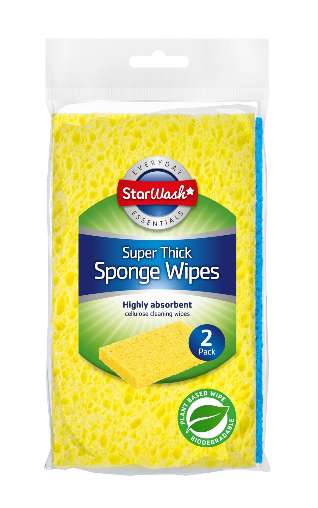 STARWASH EXTRA THICK LARGE CELLULOSE SPONGE PACK OF 2