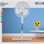 STATUS 16-Inch White Portable Oscillating Stand Fan