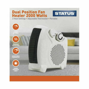 STATUS 2KW Dual Position Portable Fan Heater – Plastic