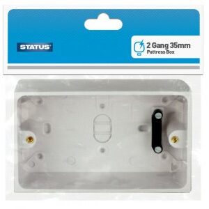 STATUS TWIN 2 GANG SURFACE-MOUNTED BACK/WALL PATTRESS BOX 35MM