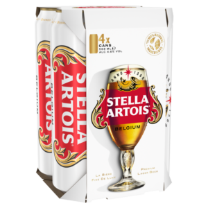 Stella Artois Lager Cans, 4-Pack Case