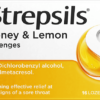 Strepsils Honey and Lemon Flavor Throat Lozenges, Pack of 16