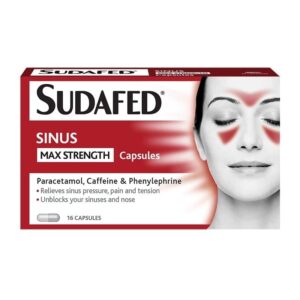 Sudafed Maximum Strength Sinus Relief Capsules, Pack of 16