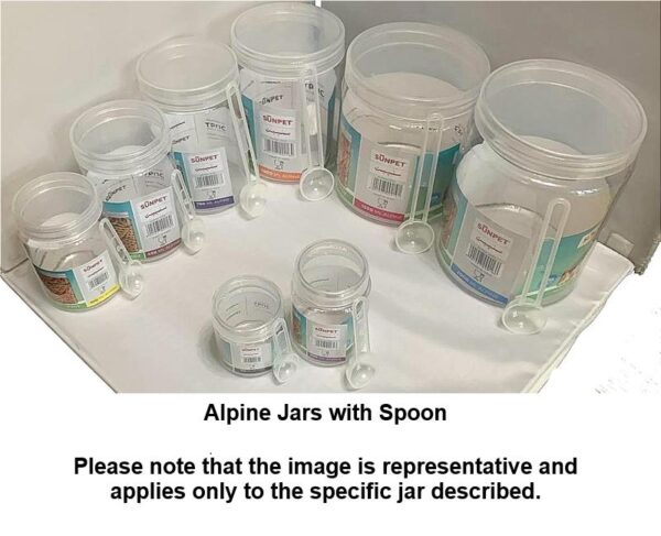 SUNPET ALPINE Round Plastic Food Storage Jar with 85mm Spoon, 200ml, Pack of 4