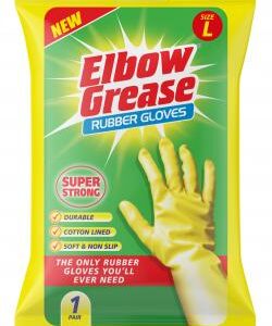 Super Strong Rubber Gloves with Cotton Lining, Durable, Size Large - Elbow Grease