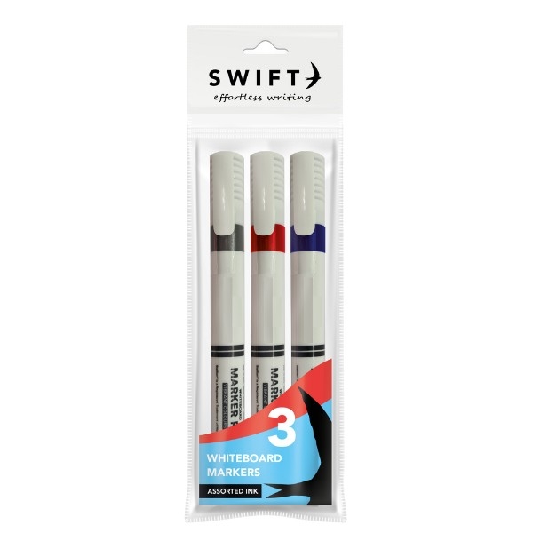 SWIFT ASSORTED COLOR WHITEBOARD MARKERS, PACK OF 3