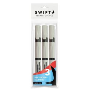 SWIFT Black Whiteboard Markers, Pack of 3