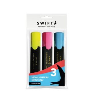 SWIFT Neon Color Highlighters, Pack of 3