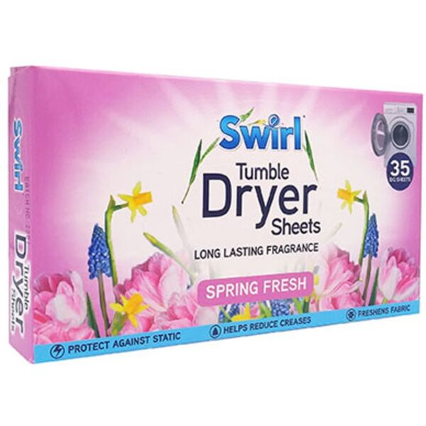 Swirl Tumble Dryer Laundry Sheets in Lavender scent typically come in a pack of 35 sheets. These sheets are designed to be used in a tumble dryer to help soften fabrics, reduce...