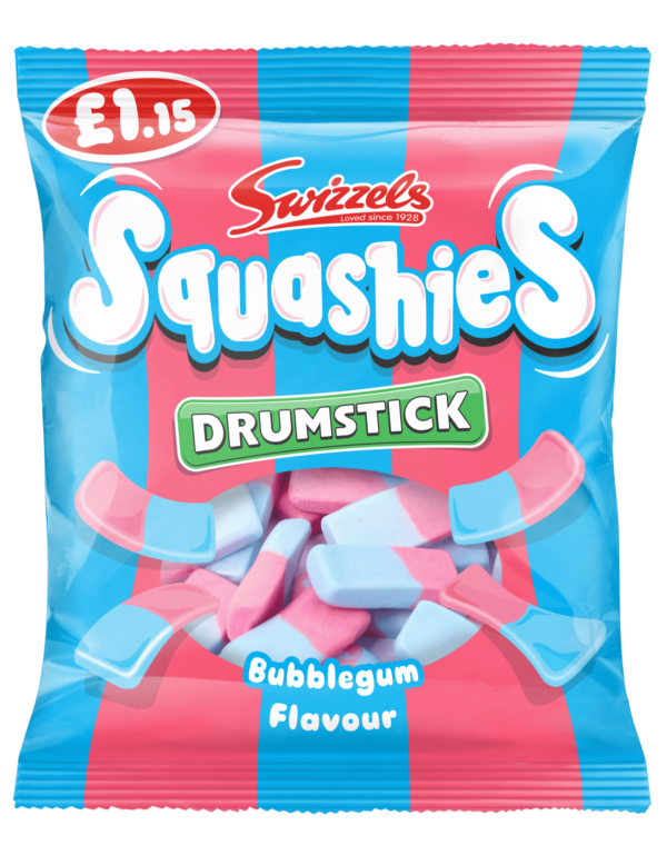 Swizzels Bubblegum Flavour Drumstick Squashies 120g Pack, Priced at £1.15